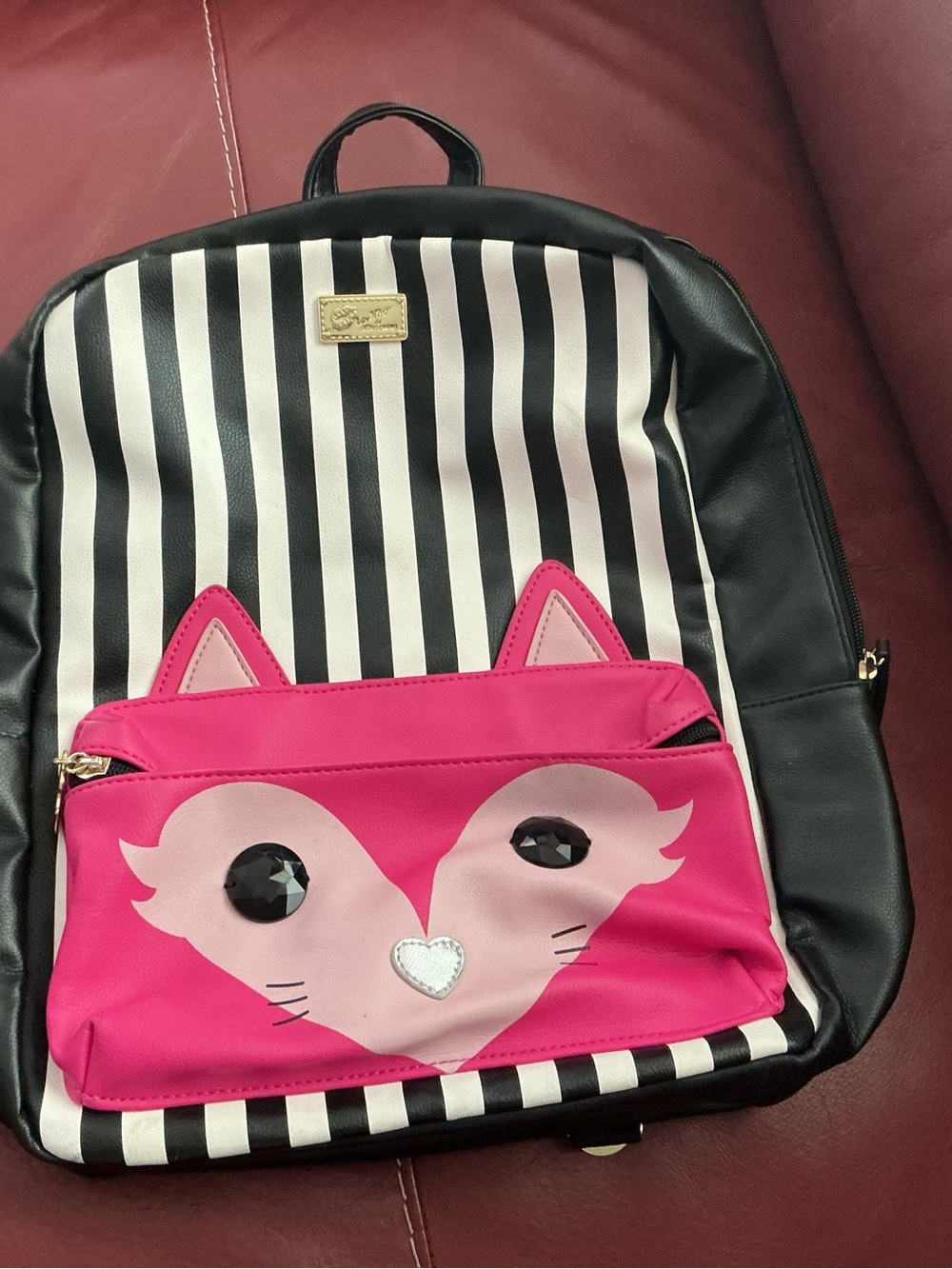 Betsey Johnson Backpack Pink and Black Like New